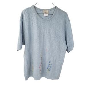 COMPANY COLLECTION Short Sleeve Blue Top Womens Size Extra Large XL